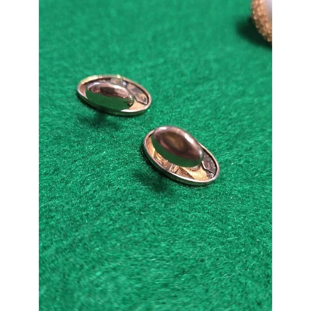 Antique Gold Filled Repousse Horse Riding Equestrian Cuff Links Cufflinks
